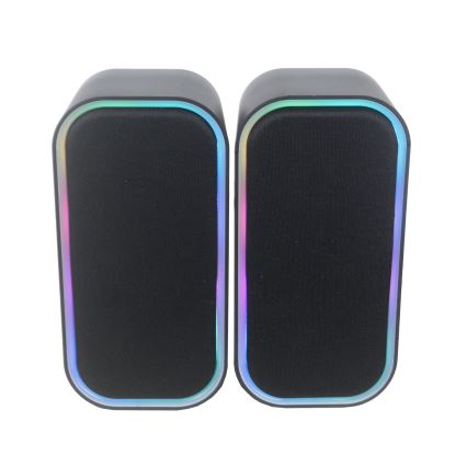 Colunas USB com RGB e retroiluminação 2x3W/5V preto