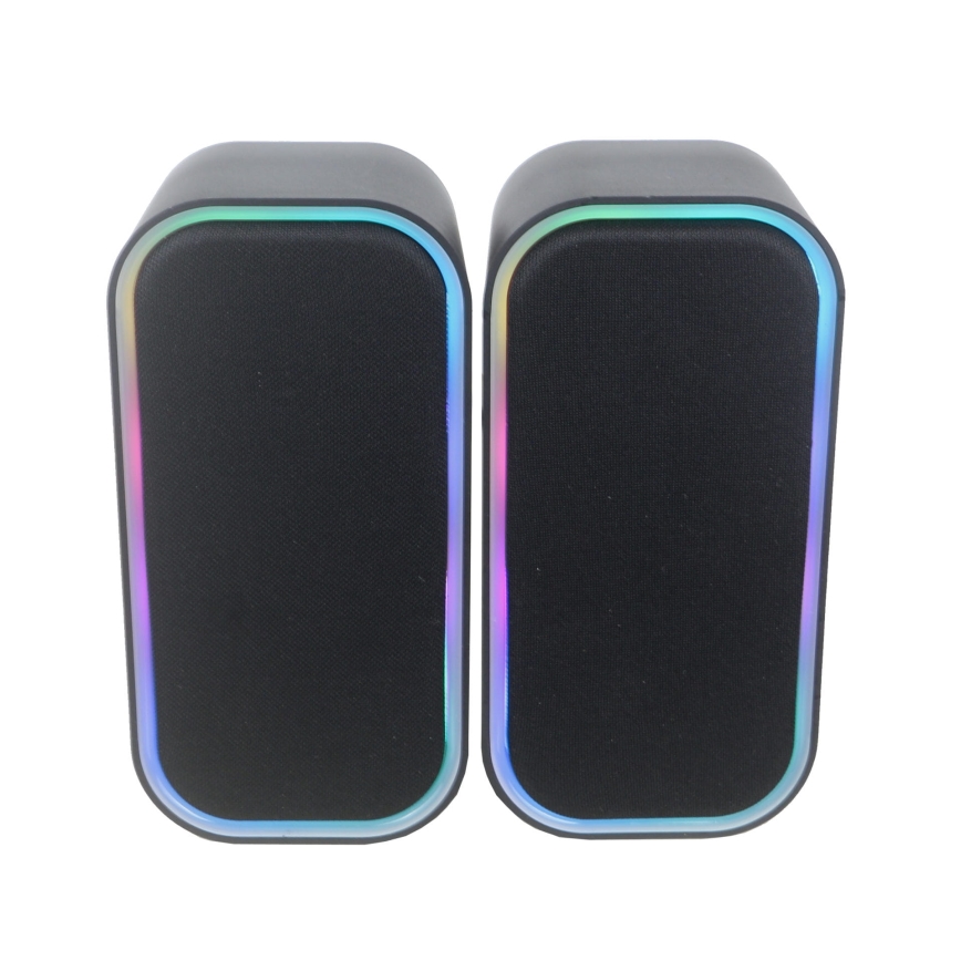 Colunas USB com RGB e retroiluminação 2x3W/5V preto
