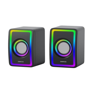 Colunas USB com RGB e retroiluminação 2x3W/5V preto