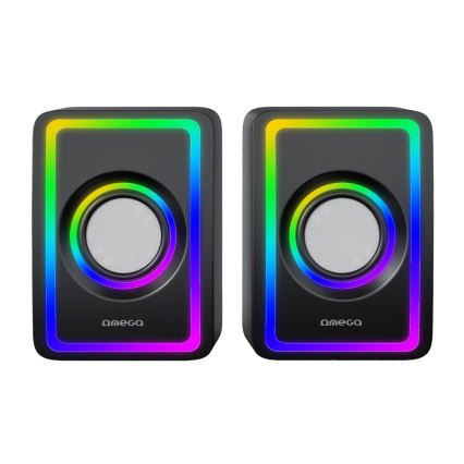Colunas USB com RGB e retroiluminação 2x3W/5V preto