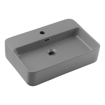 COMAD TRUST 2 MATT LIGHT GREY ( E-6282 ) - Lavatório de bancada TRUST 55x38 cm cerâmica/mate cinzento