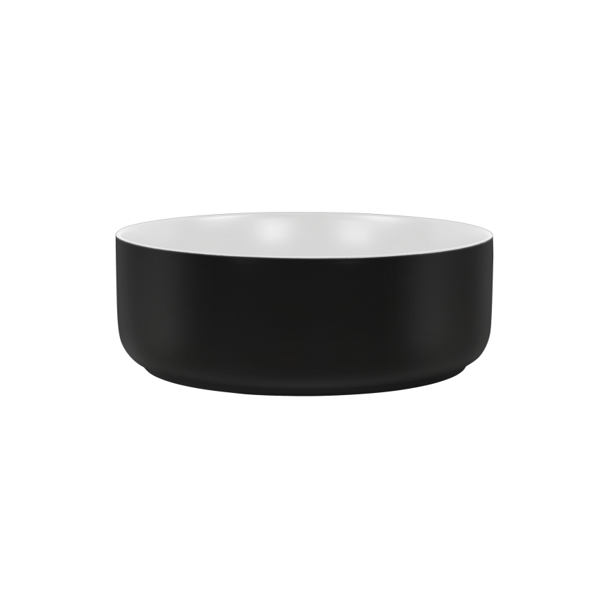 COMAD UM-6259 SIMPLE 8. - Lavatório de bancada SIMPLE diâmetro 36 cm cerâmica/branco mate/mate preto