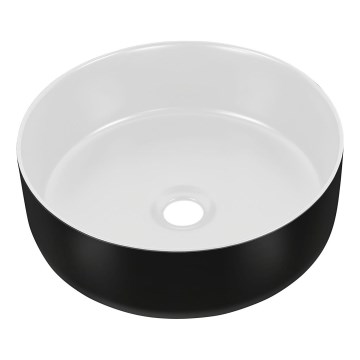 COMAD UM-6259 SIMPLE 8. - Lavatório de bancada SIMPLE diâmetro 36 cm cerâmica/branco mate/mate preto
