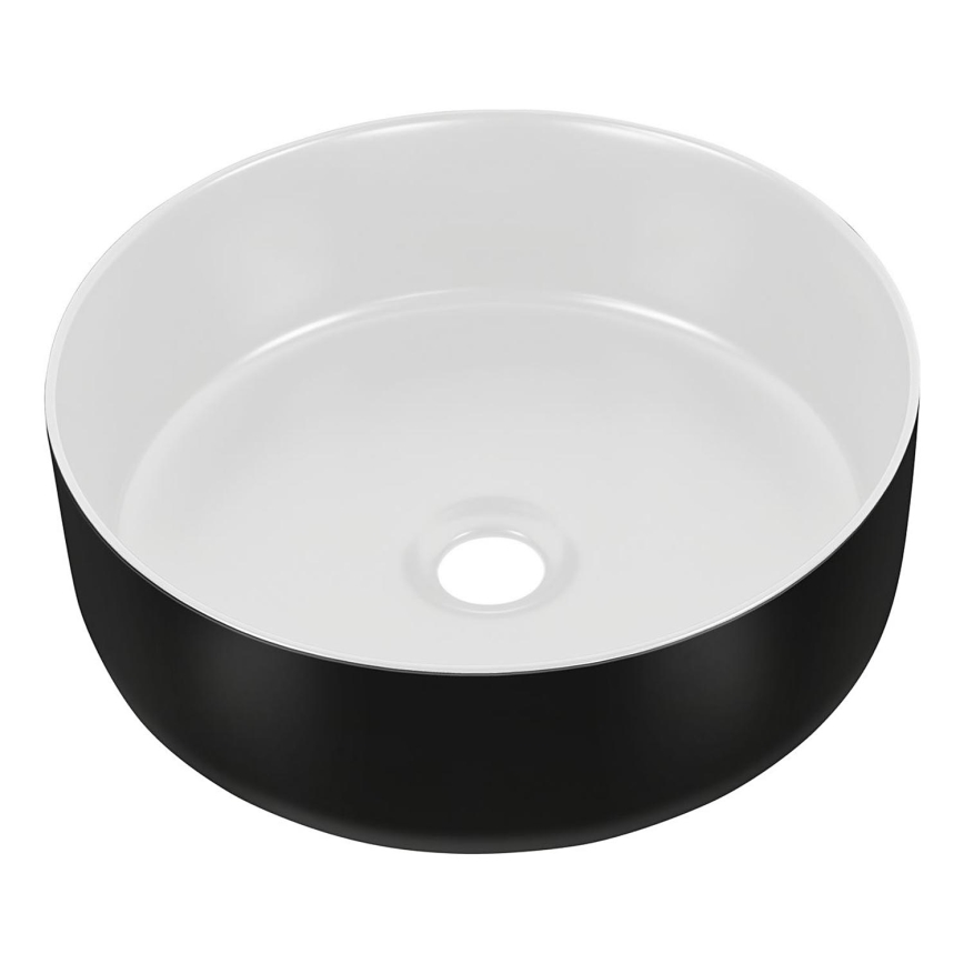 COMAD UM-6259 SIMPLE 8. - Lavatório de bancada SIMPLE diâmetro 36 cm cerâmica/branco mate/mate preto