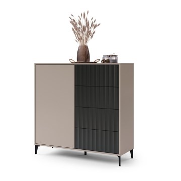 Cómoda com gavetas RONJA taupe/preto