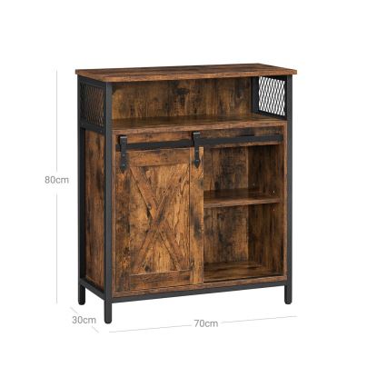 Cômoda com porta deslizante FIRA castanha/preta
