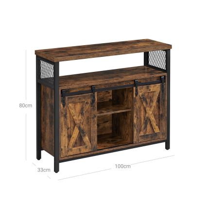 Cômoda com portas deslizantes FIRA castanha/preta
