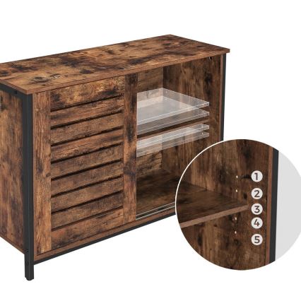 Cômoda com portas deslizantes FIRA castanha/preta