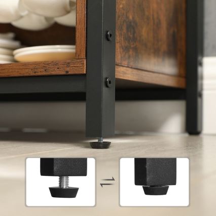 Cômoda com portas deslizantes FIRA castanha/preta
