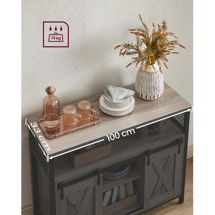 Cômoda com portas deslizantes FIRA taupe/preto
