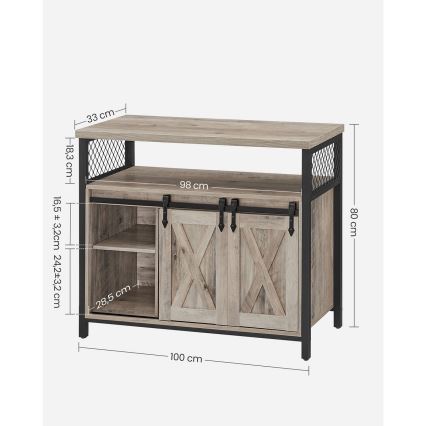Cômoda com portas deslizantes FIRA taupe/preto