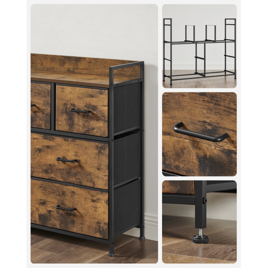 Cômoda com gavetas KIRA castanha/preta