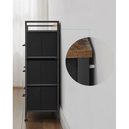 Cômoda com gavetas KIRA castanha/preta