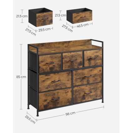 Cômoda com gavetas KIRA castanha/preta