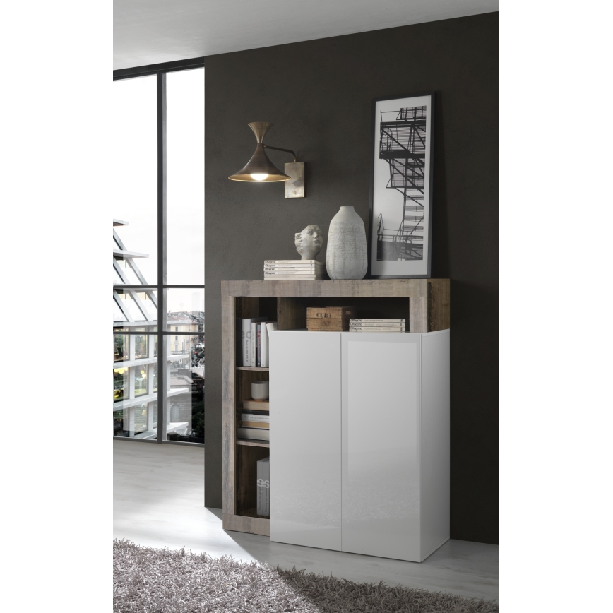 Cômoda LENOR branca/castanha
