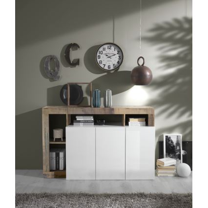 Cómoda LENOR branca/castanha