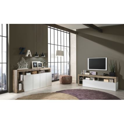 Cômoda LENOR branca/castanha