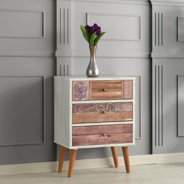 Cómoda LIZA 68x50 branca/castanha