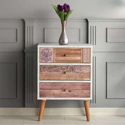 Cómoda LIZA 68x50 branca/castanha