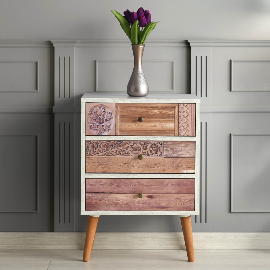 Cómoda LIZA 68x50 branca/castanha