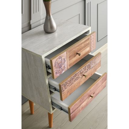 Cómoda LIZA 68x50 branca/castanha