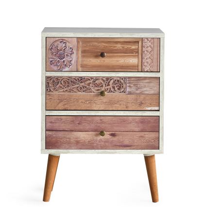 Cómoda LIZA 68x50 branca/castanha