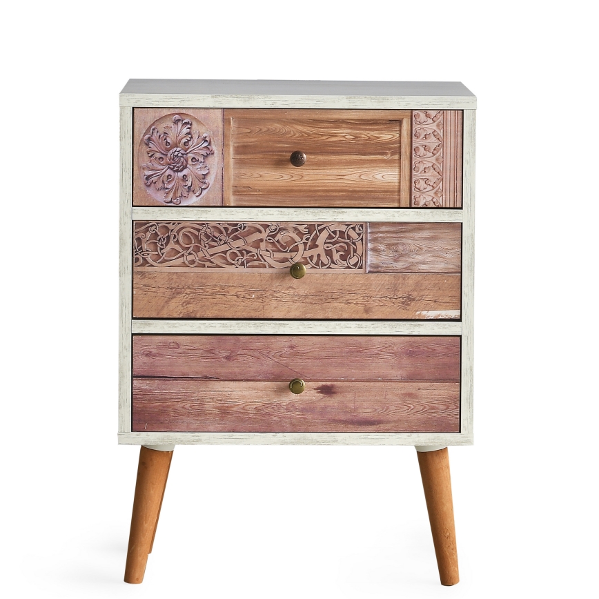 Cómoda LIZA 68x50 branca/castanha