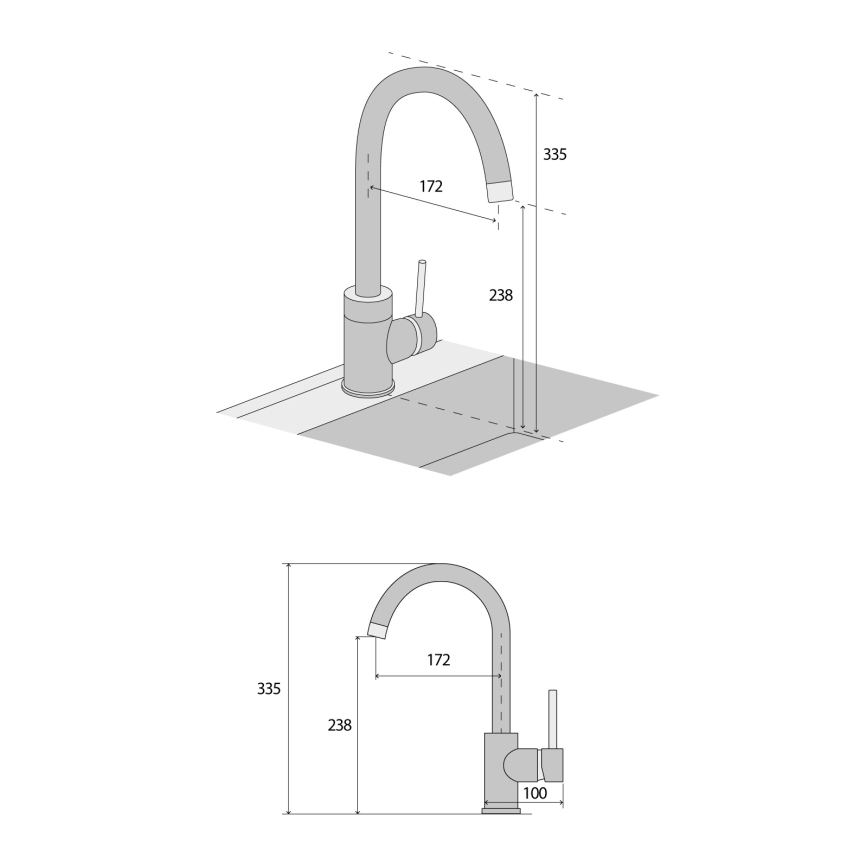 Concept BDG3334WH - Torneira de cozinha 33,5 cm granito/branco