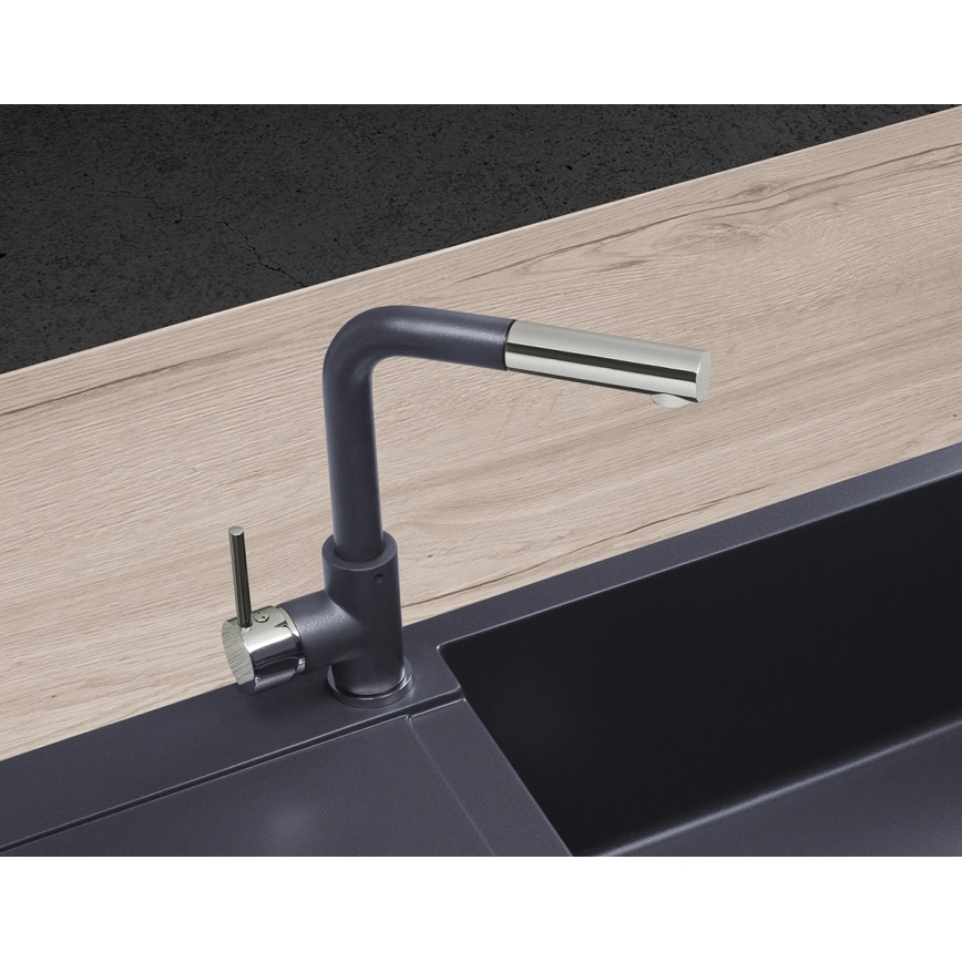 Concept BDG4527DG - Torneira de cozinha com bica extraível 26,9 cm, granito/cinzento escuro
