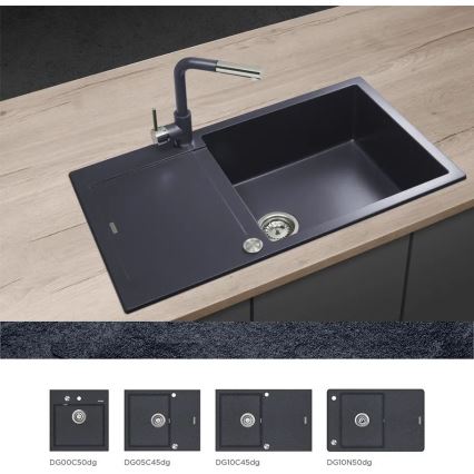 Concept BDG4527DG - Torneira de cozinha com bica extraível 26,9 cm, granito/cinzento escuro