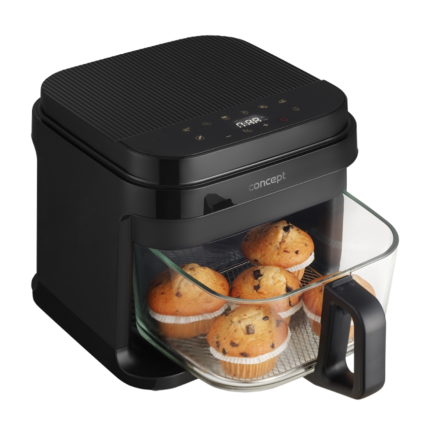 Concept FR5500 - Fritadeira de ar quente GLASS & FAST 5,5 l 1200W/230V preto
