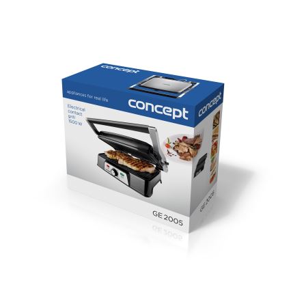 Concept ge2005 - Grelhador 1500W/230V aço inoxidável/preto