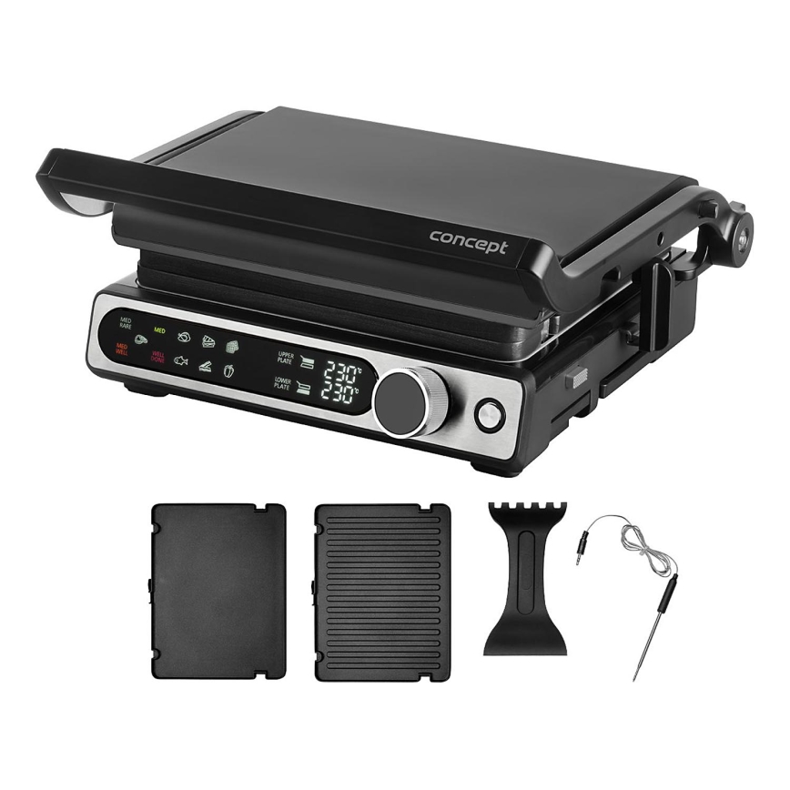 Concept ge3500 - Grelhador com sensor de temperatura 2000W/230V preto
