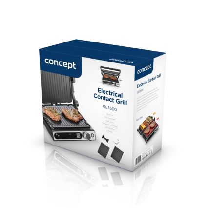 Concept ge3500 - Grelhador com sensor de temperatura 2000W/230V preto