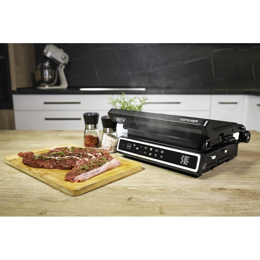 Concept ge3550 - Grelhador com sensor de temperatura 2000W/230V preto