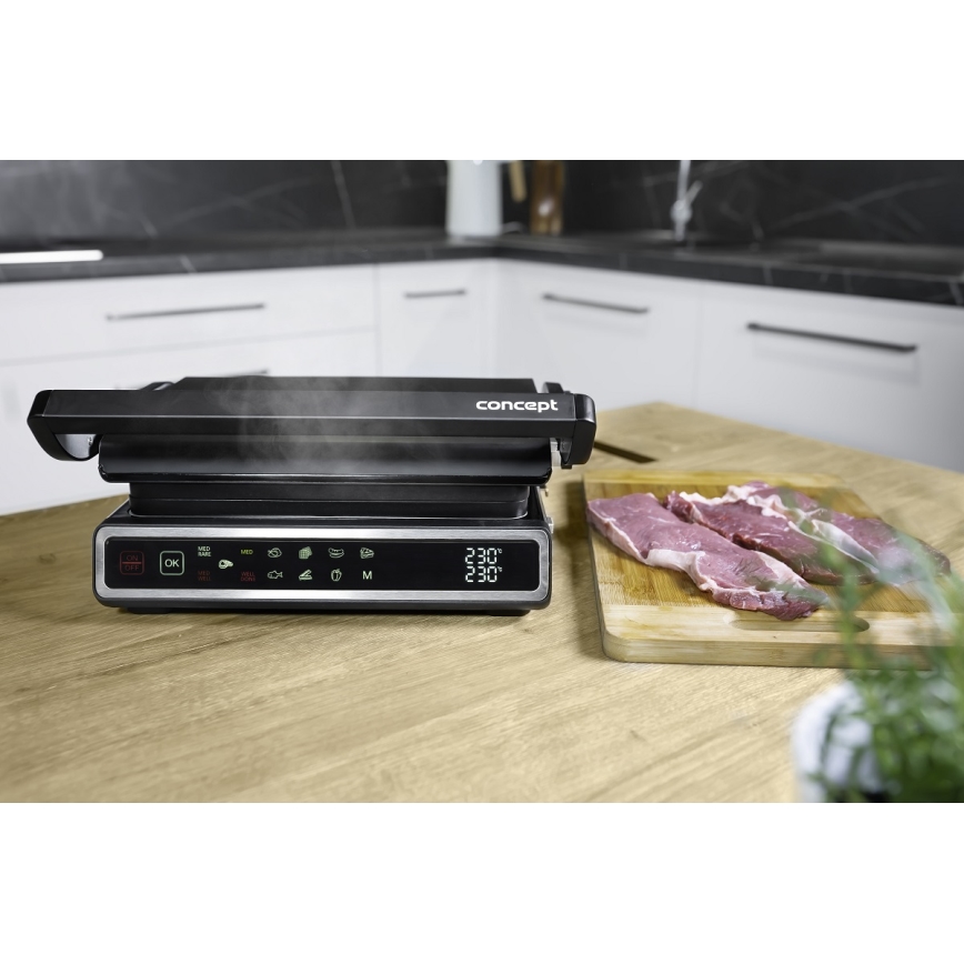 Concept ge3550 - Grelhador com sensor de temperatura 2000W/230V preto