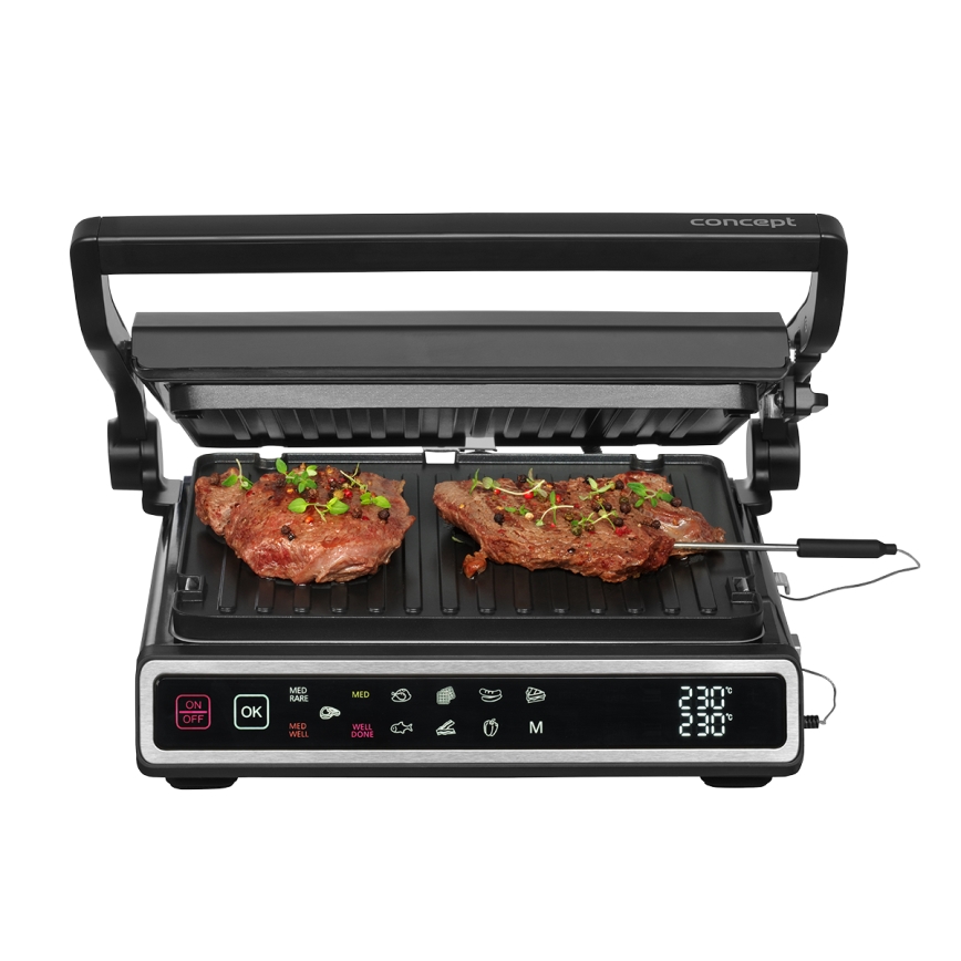 Concept ge3550 - Grelhador com sensor de temperatura 2000W/230V preto