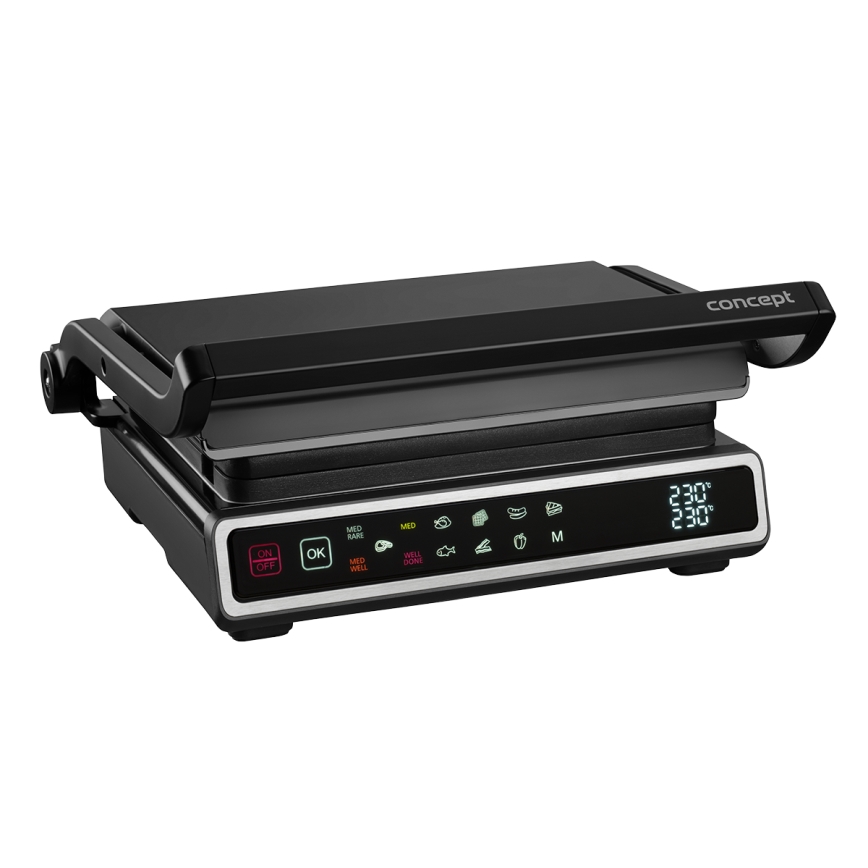 Concept ge3550 - Grelhador com sensor de temperatura 2000W/230V preto