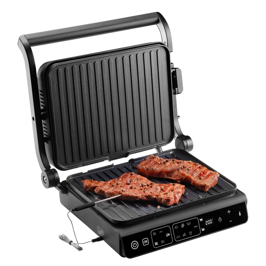 Concept ge3600 - Grelhador com sensor de temperatura GLASS 2000W/230V preto