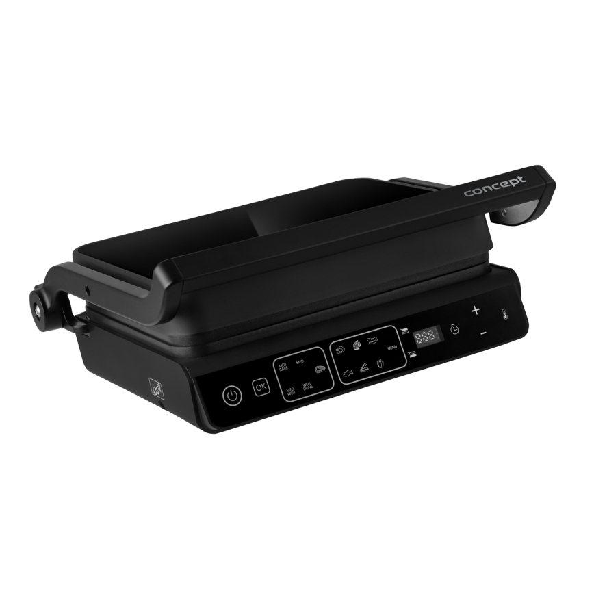 Concept ge3600 - Grelhador com sensor de temperatura GLASS 2000W/230V preto