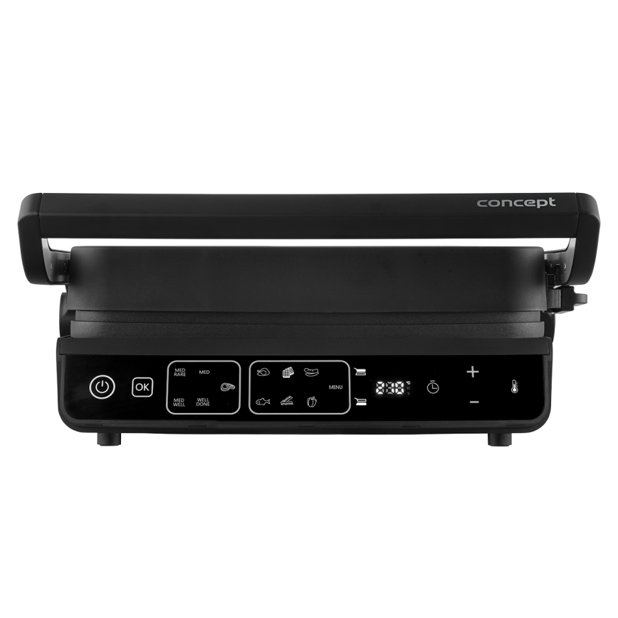 Concept ge3600 - Grelhador com sensor de temperatura GLASS 2000W/230V preto