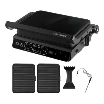 Concept ge3600 - Grelhador de contacto com sonda de temperatura GLASS 2000W/230V preto
