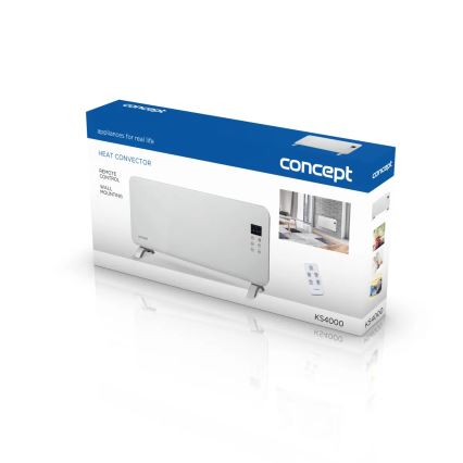 Concept KS4000 - Aquecedor elétrico/convector 1000/2000W IP24 branco + controlo remoto