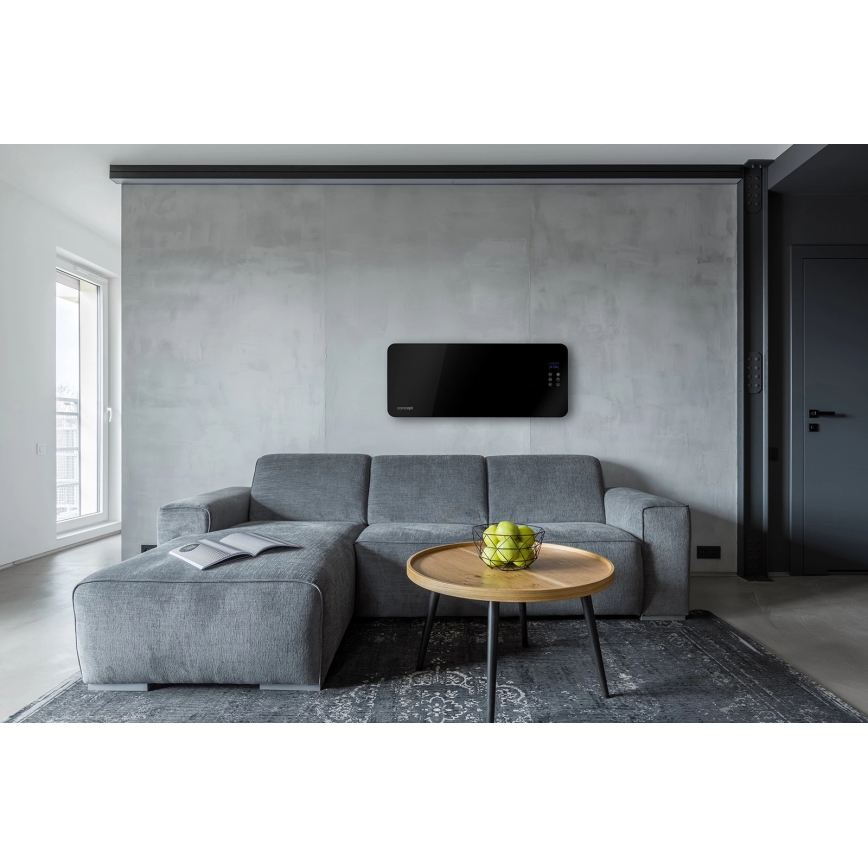 Concept KS4010 - Aquecedor eléctrico/convector 1000/2000W IP24 preto + controlo remoto