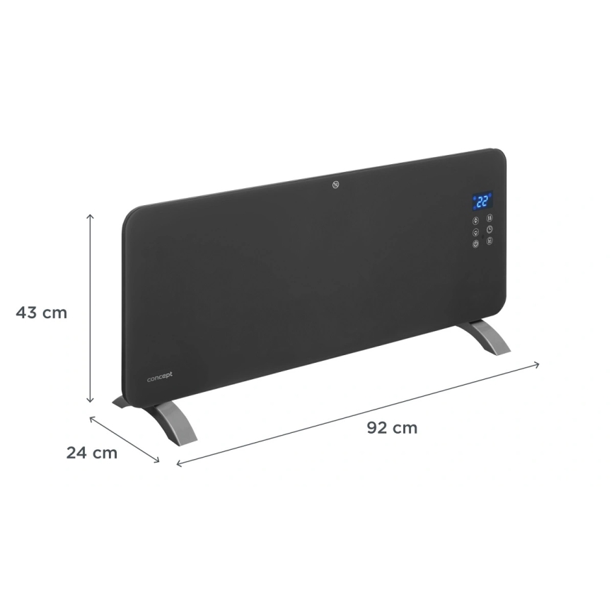 Concept KS4100 - Aquecedor elétrico inteligente/convector 1000/2000W Wi-Fi IP24 cinzento