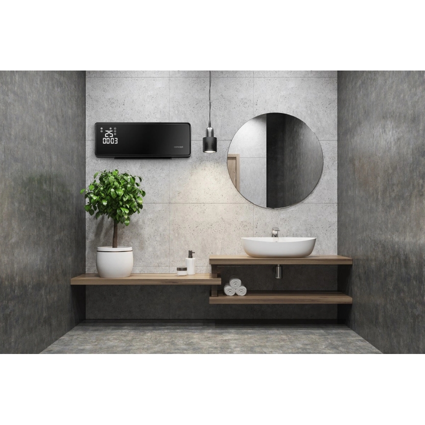 Concept QH4001 - Aquecedor elétrico 1000/2000W IP22 preto + controlo remoto