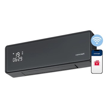 Concept QH4100 - Aquecedor elétrico 1000/2000 W, Wi‑Fi, IP22, cinzento + comando remoto