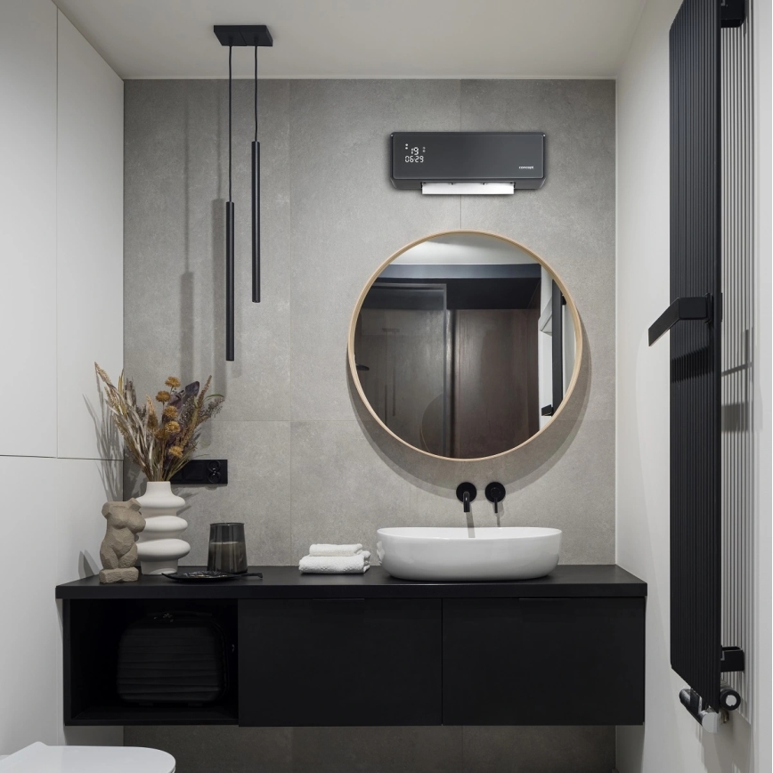 Concept QH4100 - Aquecedor elétrico 1000/2000 W, Wi‑Fi, IP22, cinzento + comando remoto