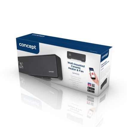 Concept QH4100 - Aquecedor elétrico 1000/2000 W, Wi‑Fi, IP22, cinzento + comando remoto