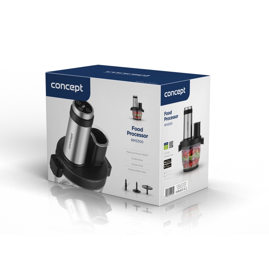 Concept RM3300 - Robô de cozinha com ralador 1000W/230V preto/aço inoxidável